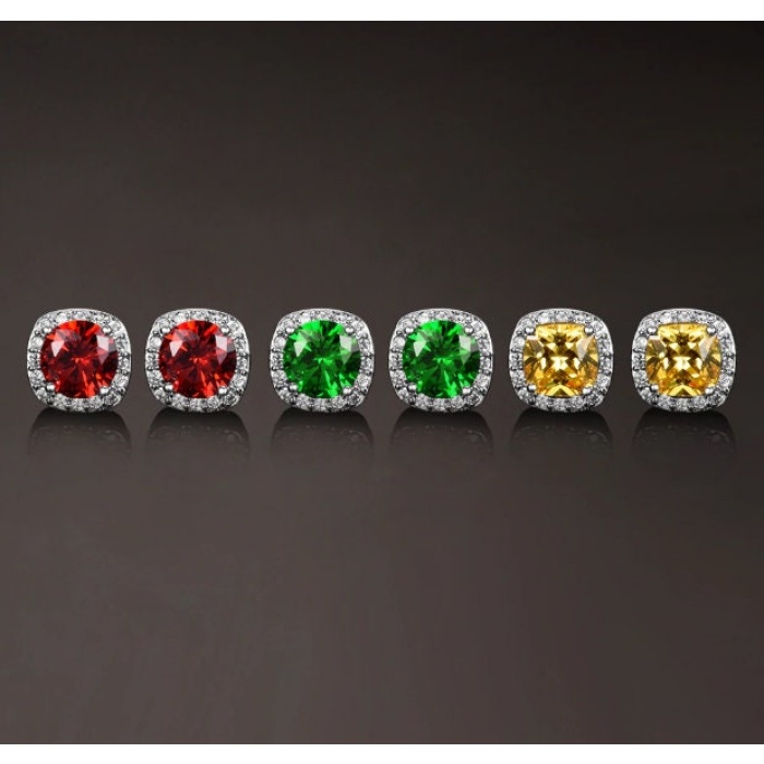 Ruby Studs Earrings, 925 Sterling Silver, Citrine Studs, Emerald Earrings, Ruby Luxury Earrings, Gift For Her, Ruby Round cut Earrings | Save 33% - Rajasthan Living 9