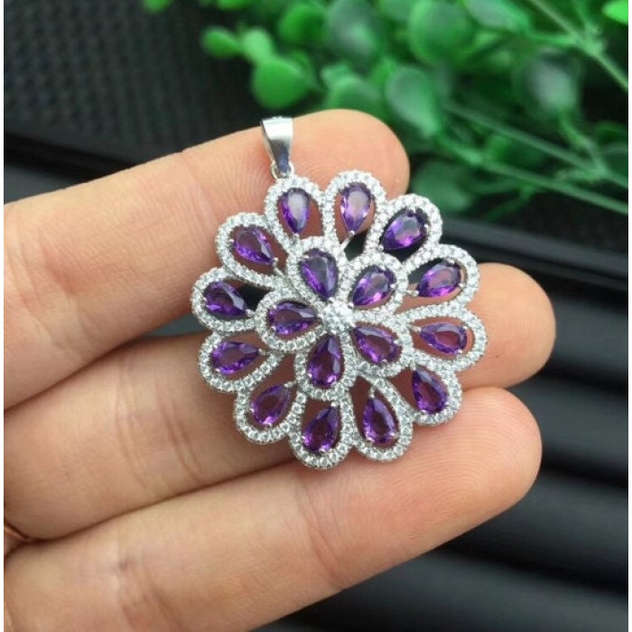 Amethyst Pendant, Engagement Pendent, Silver Amethyst Pendent, Woman Pendant, Pendant Necklace, Luxury Pendent, Oval Cut Stone Pendent | Save 33% - Rajasthan Living 5