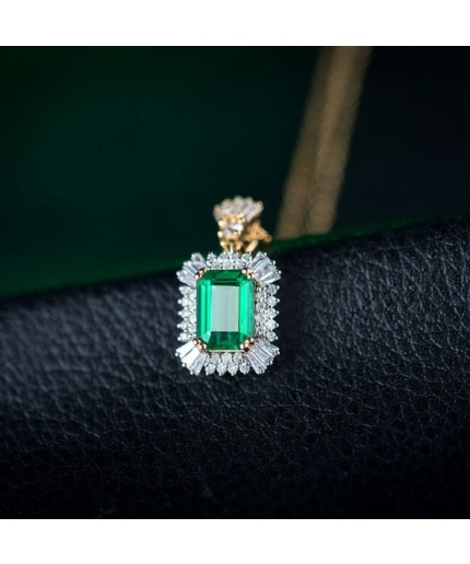 Natural Emerald Pendant, 18Kt Multi-tone Gold, Emerald Gold Pendent, Woman Pendant, Pendant Necklace, Luxury Pendent, Emerald Cut Pendent | Save 33% - Rajasthan Living 3