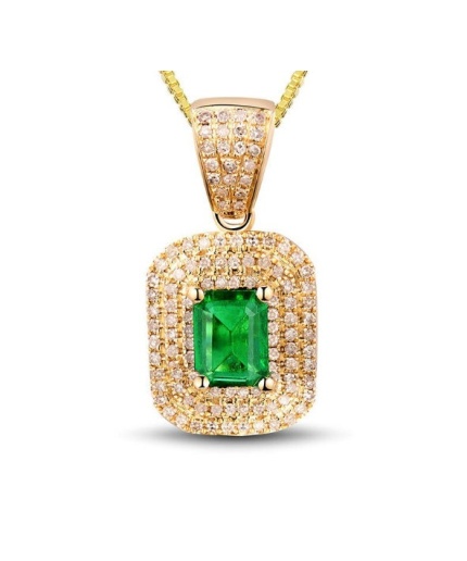 Natural Emerald Pendant, 14k Yellow Gold, Emerald Gold Pendent, Woman Pendant, Pendant Necklace, Luxury Pendent, Emerald Cut Pendent | Save 33% - Rajasthan Living