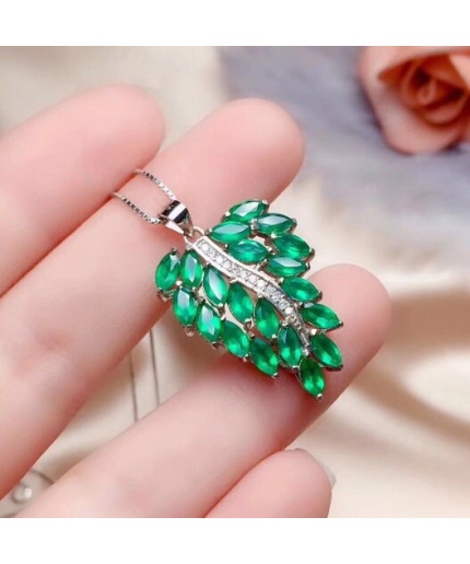 Natural Emerald Pendant, Engagement Pendant, Emerald Silver Pendent, Woman Pendant, Pendant Necklace, Luxury Pendent, Marquise Stone Pendent | Save 33% - Rajasthan Living