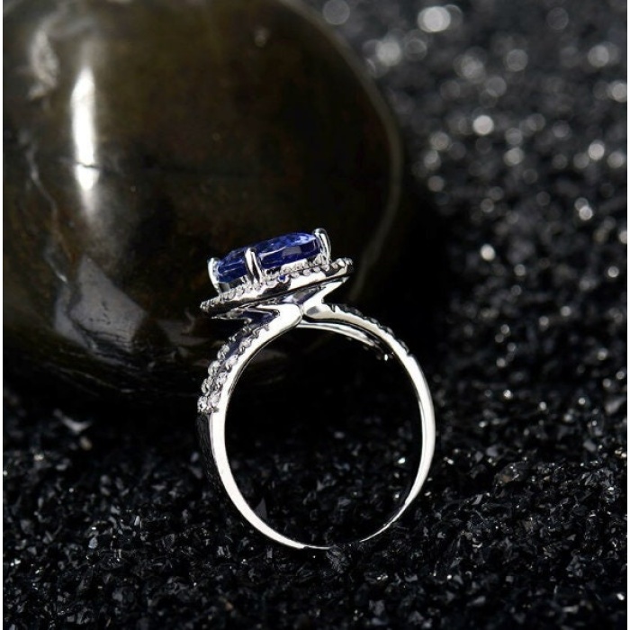 Natural Tanzanite Ring, 14k Solid White Gold Engagement Ring, Wedding Ring, Tanzanite Ring, luxury Ring, soliture Ring, Oval cut Ring | Save 33% - Rajasthan Living 8