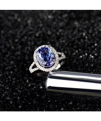 Natural Tanzanite Ring, 14k Solid White Gold Engagement Ring, Wedding Ring, Tanzanite Ring, luxury Ring, soliture Ring, Oval cut Ring | Save 33% - Rajasthan Living