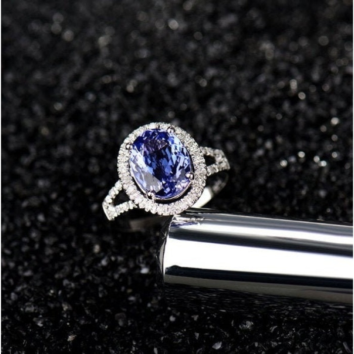 Natural Tanzanite Ring, 14k Solid White Gold Engagement Ring, Wedding Ring, Tanzanite Ring, luxury Ring, soliture Ring, Oval cut Ring | Save 33% - Rajasthan Living 5