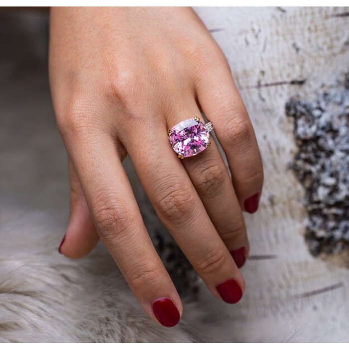 Pink Sapphire Ring, Amethyst Ring, 925 Sterling Silver Woman Ring,Statement Ring, Engagement and Wedding Ring, Luxury Ring, Cushion Cut Ring | Save 33% - Rajasthan Living 9