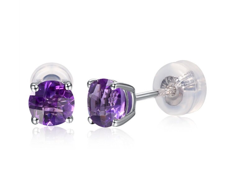 AoneJewelry 9x7mm Oval Shape Natural Amethyst Stud Earrings For Womens  Prong-Setting - Walmart.com