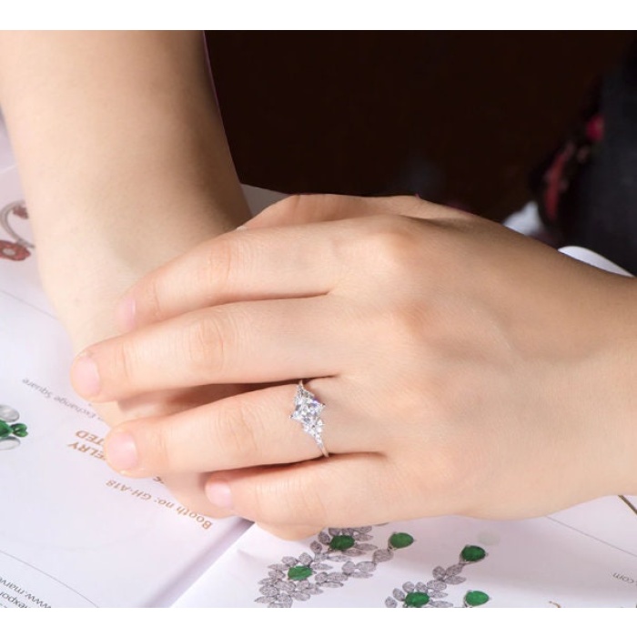 Moissanite Ring, 14k White Gold, 1.2ct Moissanite Ring, Engagement Ring, Wedding Ring, Luxury Ring, Ring/Band, Princess Cut Ring | Save 33% - Rajasthan Living 6