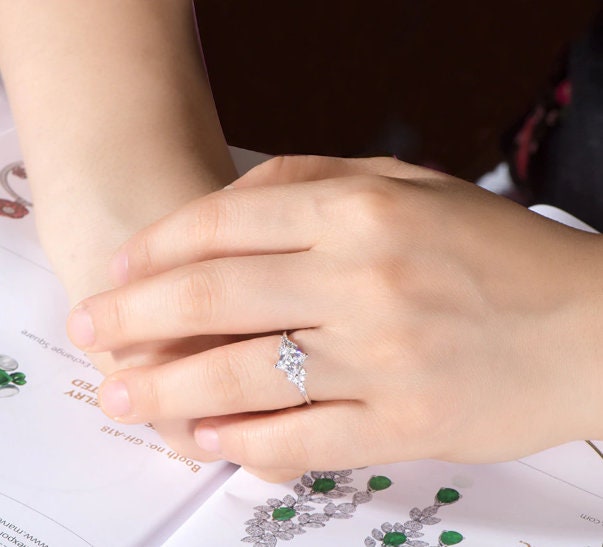 Moissanite Ring, 14k White Gold, 1.2ct Moissanite Ring, Engagement Ring, Wedding Ring, Luxury Ring, Ring/Band, Princess Cut Ring | Save 33% - Rajasthan Living 12