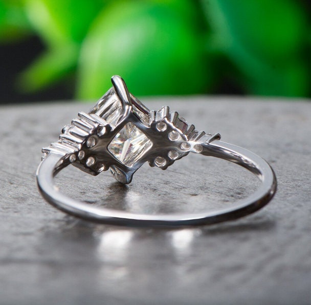 Moissanite Ring, 14k White Gold, 1.2ct Moissanite Ring, Engagement Ring, Wedding Ring, Luxury Ring, Ring/Band, Princess Cut Ring | Save 33% - Rajasthan Living 16