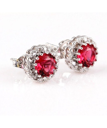 Ruby Studs Earrings, 925 Sterling Silver, Ruby Studs, Ruby Earrings, Ruby Luxury Earrings, Gift For Her, Ruby Round cut Earrings | Save 33% - Rajasthan Living 3