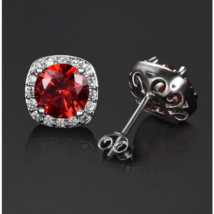 Ruby Studs Earrings, 925 Sterling Silver, Citrine Studs, Emerald Earrings, Ruby Luxury Earrings, Gift For Her, Ruby Round cut Earrings | Save 33% - Rajasthan Living 10