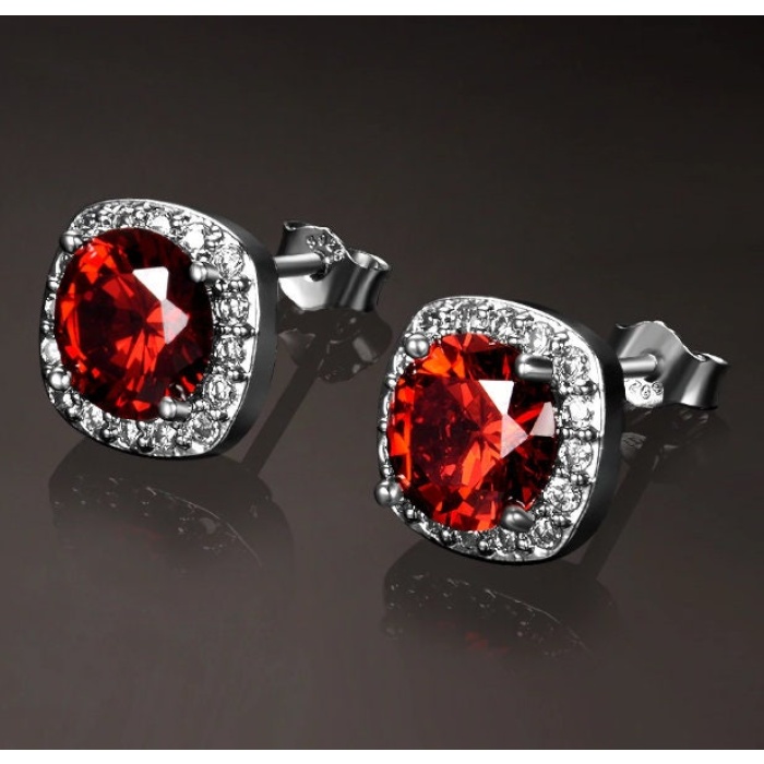 Ruby Studs Earrings, 925 Sterling Silver, Citrine Studs, Emerald Earrings, Ruby Luxury Earrings, Gift For Her, Ruby Round cut Earrings | Save 33% - Rajasthan Living 12