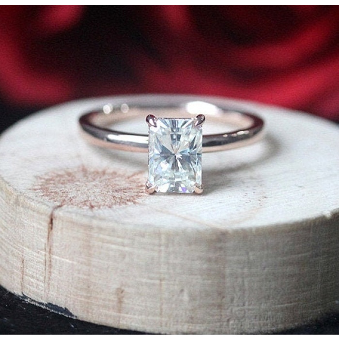 Moissanite Ring, 14k White gold, 1.8 ct Moissanite Ring, Engagement Ring, Wedding Ring, Luxury Ring,Ring/Band, Radiant Cut Moissanite Ring | Save 33% - Rajasthan Living 5