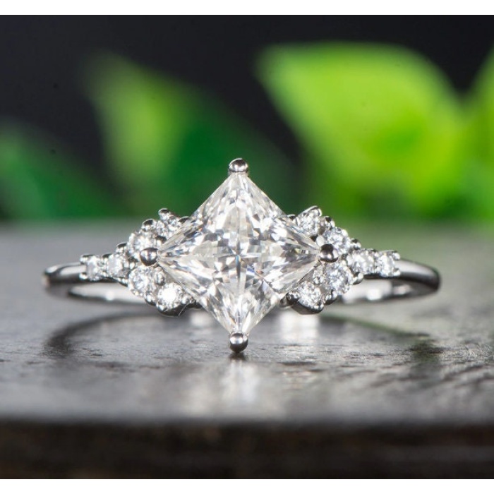 Moissanite Ring, 14k White Gold, 1.2ct Moissanite Ring, Engagement Ring, Wedding Ring, Luxury Ring, Ring/Band, Princess Cut Ring | Save 33% - Rajasthan Living 5