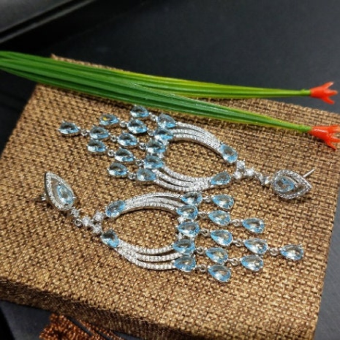 Natural Aquamarine Drop Earrings, 925 Sterling Silver, Aquamarine Earrings, Aquamarine Silver Earrings, Luxury Earrings, Pear Cut Earrings | Save 33% - Rajasthan Living 10