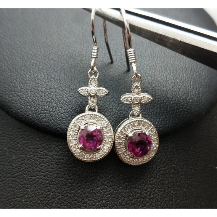 Natural Garnet Drop Earrings, 925 Sterling Silver, Garnet Studs Earrings, Earrings, Garnet Earrings, Luxury Earrings, Round Stone Earrings | Save 33% - Rajasthan Living 7