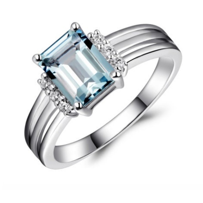 Natural Aquamarine Ring, 925 Sterling Silver, Aquamarine Ring, Engagement Ring, Wedding Ring, Luxury Ring, Ring/Band, Emerald Cut Ring | Save 33% - Rajasthan Living 5