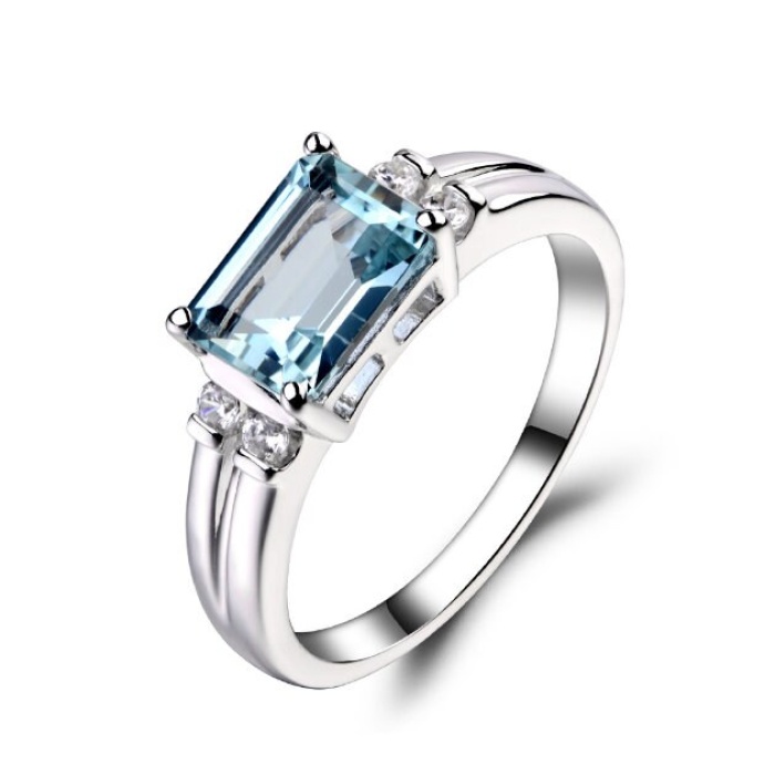 Natural Aquamarine Ring, 925 Sterling Silver, Aquamarine Ring, Engagement Ring, Wedding Ring, Luxury Ring, Ring/Band, Emerald Cut Ring | Save 33% - Rajasthan Living 5