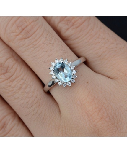 Natural Aquamarine Ring, 925 Sterling Silver, Aquamarine Ring, Engagement Ring, Wedding Ring, Luxury Ring, Ring/Band, Oval Cut Ring | Save 33% - Rajasthan Living 3