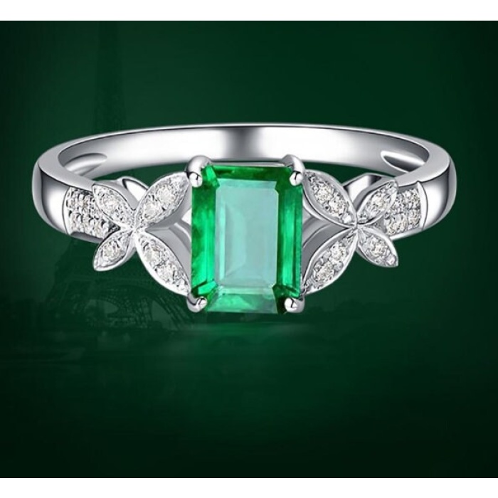 Emerald & Cubic Zirconia Woman Ring, 925 Sterling Silver, Emerald Ring, Statement Ring, Engagement and Wedding Ring, Emerald cut Ring | Save 33% - Rajasthan Living 8