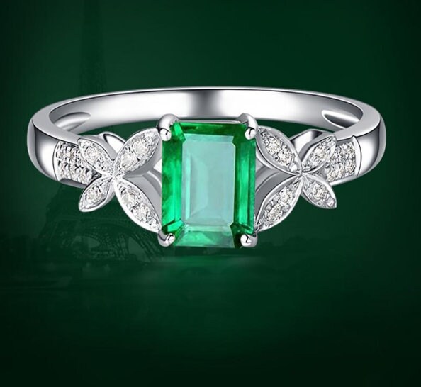 Emerald & Cubic Zirconia Woman Ring, 925 Sterling Silver, Emerald Ring, Statement Ring, Engagement and Wedding Ring, Emerald cut Ring | Save 33% - Rajasthan Living 12