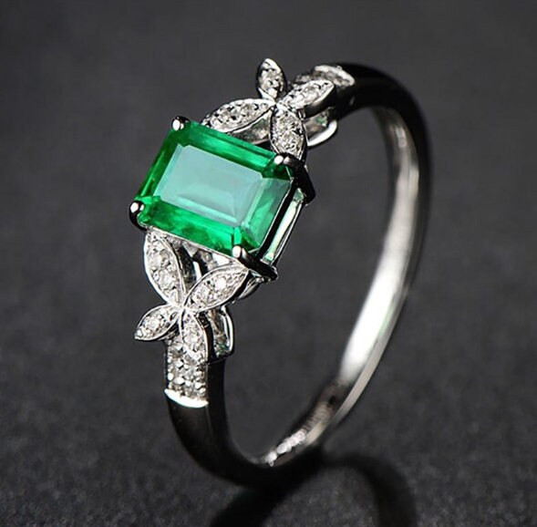 Emerald & Cubic Zirconia Woman Ring, 925 Sterling Silver, Emerald Ring, Statement Ring, Engagement and Wedding Ring, Emerald cut Ring | Save 33% - Rajasthan Living 11