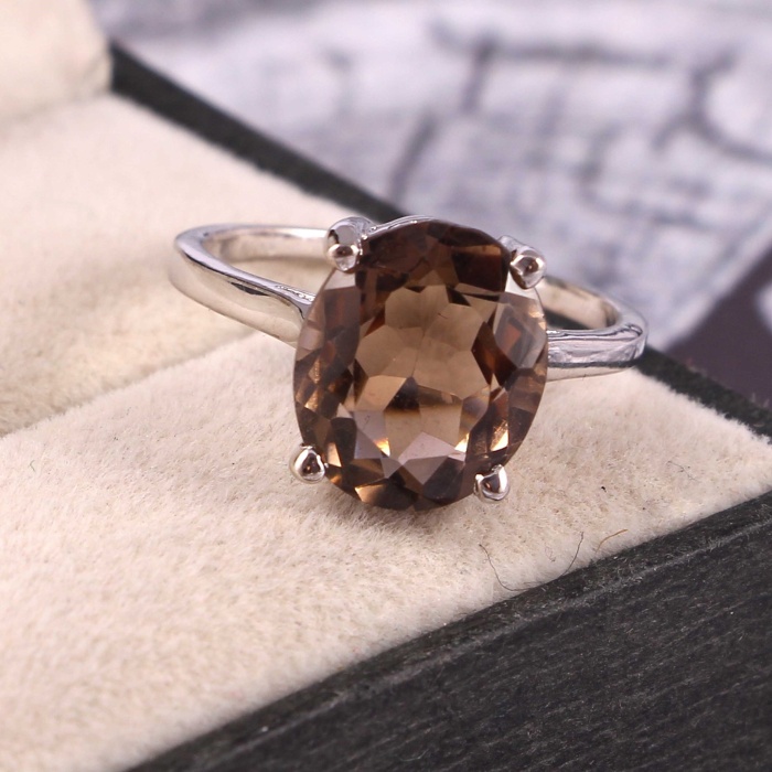 Natural Smoky Quartz Ring, 925 Sterling Silver Smoky Quartz Engagement Ring, Wedding Ring, Luxury Ring, Ring/Band, Oval Cut Ring | Save 33% - Rajasthan Living 6