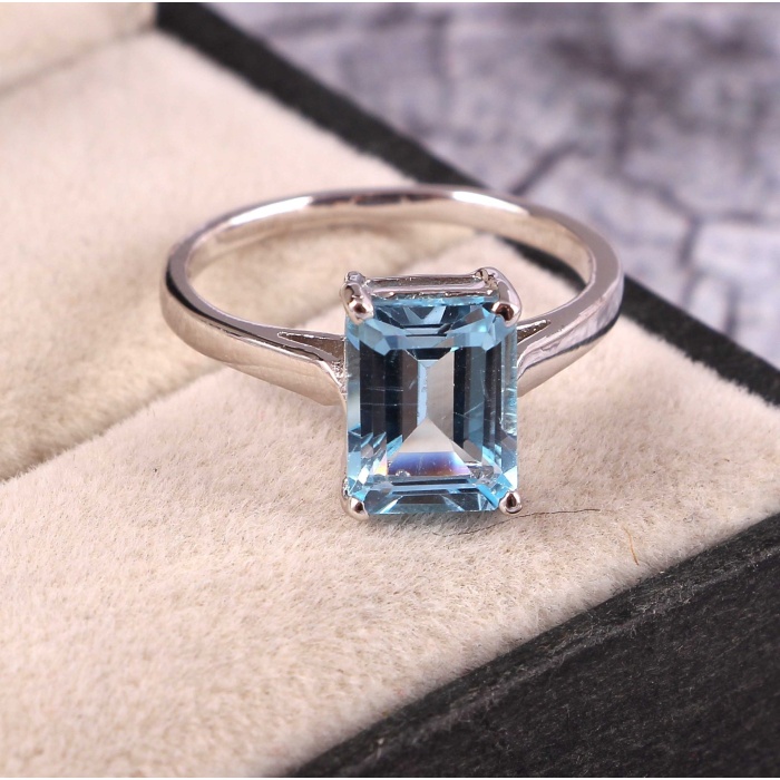 Natural Topaz Ring, 925 Sterling Silver, Topaz Engagement Ring,Topaz Ring, Topaz Wedding Ring, Luxury Ring, Ring/Band, Emerald Cut Ring | Save 33% - Rajasthan Living 6