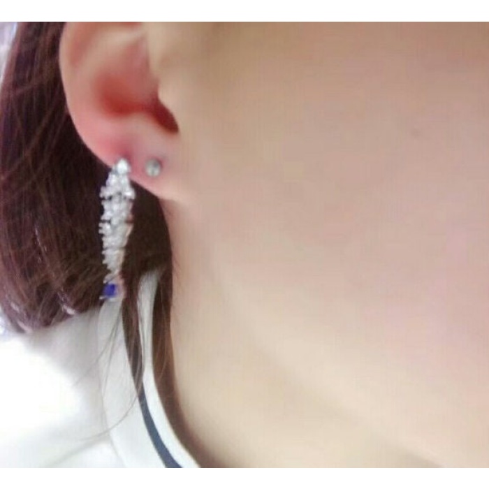 Natural Sapphire Drop Earrings, 925 Sterling Silver, Sapphire Earrings, Sapphire Silver Earrings, Luxury Earrings, Pear Cut Stone Earrings | Save 33% - Rajasthan Living 8