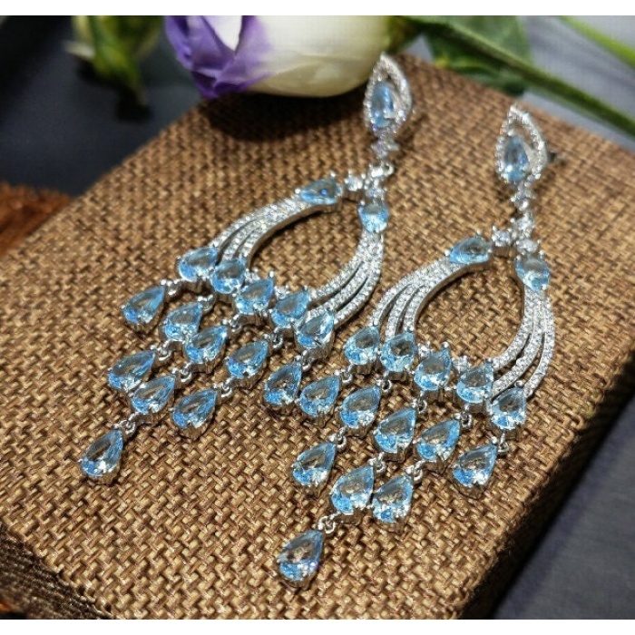 Natural Aquamarine Drop Earrings, 925 Sterling Silver, Aquamarine Earrings, Aquamarine Silver Earrings, Luxury Earrings, Pear Cut Earrings | Save 33% - Rajasthan Living 8