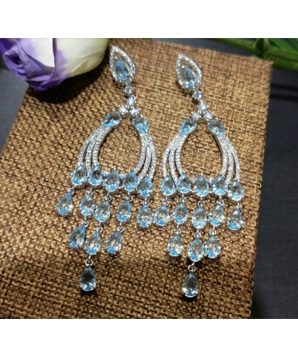 Natural Aquamarine Drop Earrings, 925 Sterling Silver, Aquamarine Earrings, Aquamarine Silver Earrings, Luxury Earrings, Pear Cut Earrings | Save 33% - Rajasthan Living