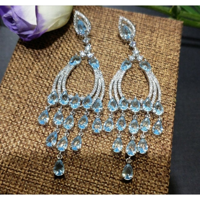 Natural Aquamarine Drop Earrings, 925 Sterling Silver, Aquamarine Earrings, Aquamarine Silver Earrings, Luxury Earrings, Pear Cut Earrings | Save 33% - Rajasthan Living 5