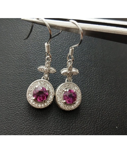 Natural Garnet Drop Earrings, 925 Sterling Silver, Garnet Studs Earrings, Earrings, Garnet Earrings, Luxury Earrings, Round Stone Earrings | Save 33% - Rajasthan Living