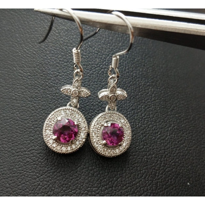 Natural Garnet Drop Earrings, 925 Sterling Silver, Garnet Studs Earrings, Earrings, Garnet Earrings, Luxury Earrings, Round Stone Earrings | Save 33% - Rajasthan Living 5