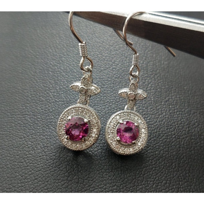 Natural Garnet Drop Earrings, 925 Sterling Silver, Garnet Studs Earrings, Earrings, Garnet Earrings, Luxury Earrings, Round Stone Earrings | Save 33% - Rajasthan Living 8