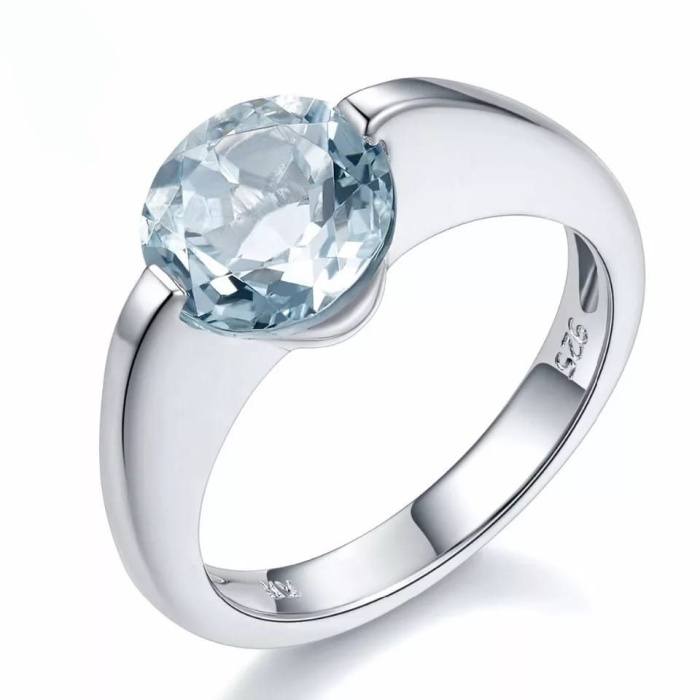 Natural Aquamarine Ring, 925 Sterling Silver, Aquamarine Ring, Engagement Ring, Wedding Ring, Luxury Ring, Ring/Band, Round Cut Ring | Save 33% - Rajasthan Living 5