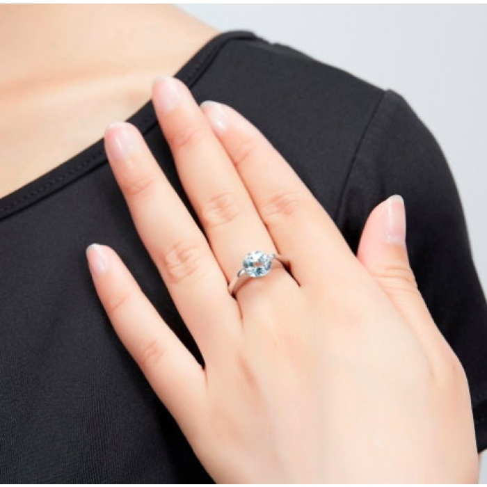 Natural Aquamarine Ring, 925 Sterling Silver, Aquamarine Ring, Engagement Ring, Wedding Ring, Luxury Ring, Ring/Band, Round Cut Ring | Save 33% - Rajasthan Living 6