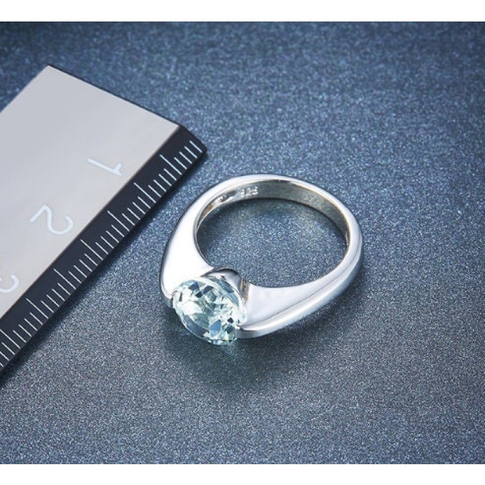 Natural Aquamarine Ring, 925 Sterling Silver, Aquamarine Ring, Engagement Ring, Wedding Ring, Luxury Ring, Ring/Band, Round Cut Ring | Save 33% - Rajasthan Living 8