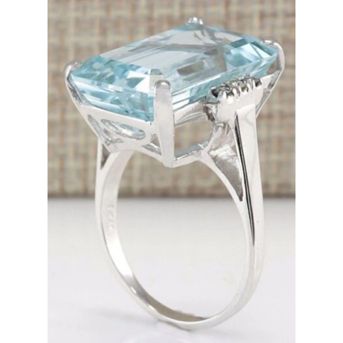 Aquamarine Woman Ring, Aquamarine Ring, 925 Sterling Silver Statement Ring, Engagement and Wedding Ring, Luxury Ring, Emerald Cut Ring | Save 33% - Rajasthan Living 7