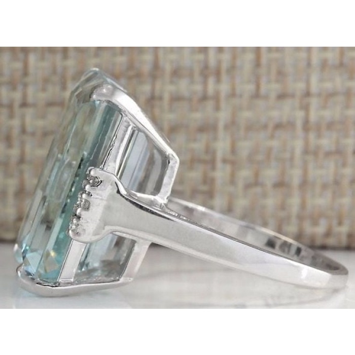 Aquamarine Woman Ring, Aquamarine Ring, 925 Sterling Silver Statement Ring, Engagement and Wedding Ring, Luxury Ring, Emerald Cut Ring | Save 33% - Rajasthan Living 8