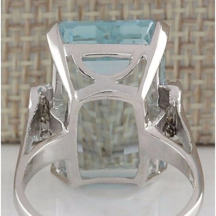 Aquamarine Woman Ring, Aquamarine Ring, 925 Sterling Silver Statement Ring, Engagement and Wedding Ring, Luxury Ring, Emerald Cut Ring | Save 33% - Rajasthan Living 9