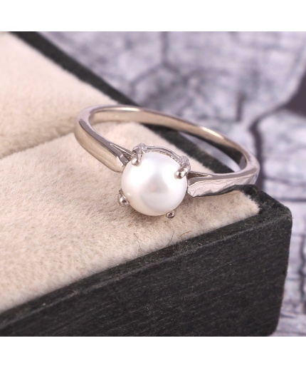 Natural Pearl Ring, 925 Sterling Sliver, Pearl Ring, Pearl Engagement Ring, Wedding Ring, luxury Ring, Ring/Band, Round Cabochon Ring | Save 33% - Rajasthan Living 3