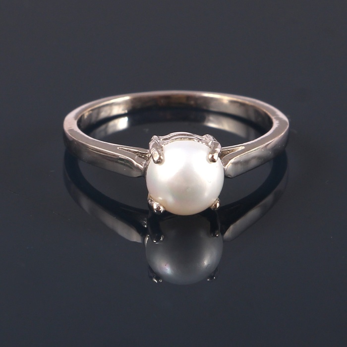 Natural Pearl Ring, 925 Sterling Sliver, Pearl Ring, Pearl Engagement Ring, Wedding Ring, luxury Ring, Ring/Band, Round Cabochon Ring | Save 33% - Rajasthan Living 5