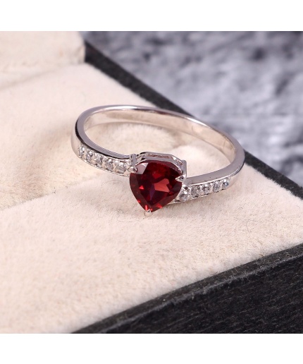 Natural Garnet Ring, 925 Sterling Sliver, Garnet Ring, Garnet Engagement Ring, Wedding Ring, luxury Ring, Ring/Band, Garnet Heart cut Ring | Save 33% - Rajasthan Living 3