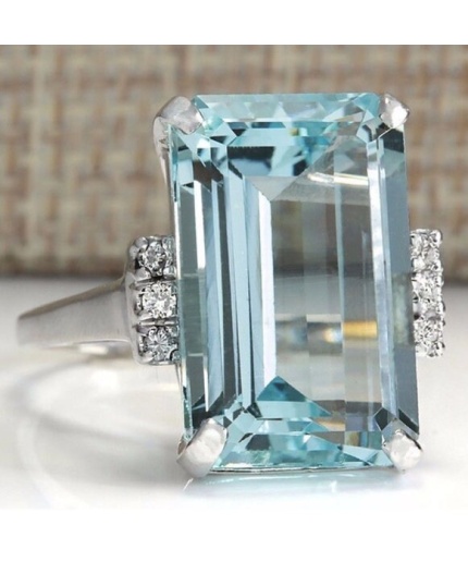 Aquamarine Woman Ring, Aquamarine Ring, 925 Sterling Silver Statement Ring, Engagement and Wedding Ring, Luxury Ring, Emerald Cut Ring | Save 33% - Rajasthan Living 3