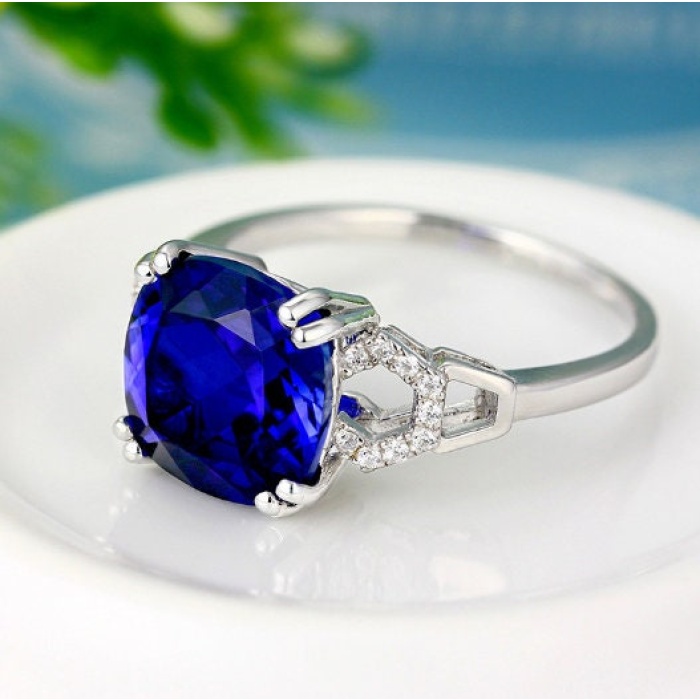 Sapphire Woman Ring, Sapphire Ring, 925 Sterling Silver Statement Ring, Engagement and Wedding Ring, Luxury Ring, Cushion Cut Ring | Save 33% - Rajasthan Living 8