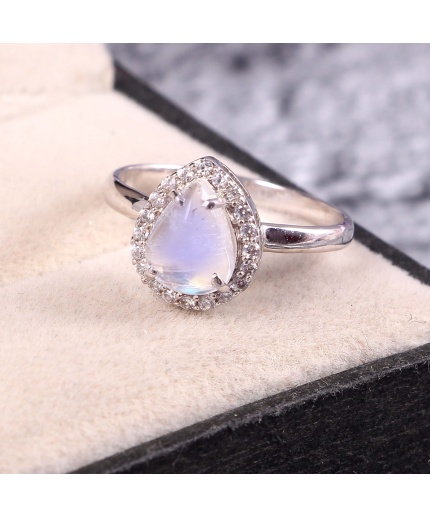 Natural Moonstone Ring, 925 Sterling Silver, Moonstone Engagement Ring, Wedding Ring, Luxury Ring, Ring/Band, Pear Cabochon Ring | Save 33% - Rajasthan Living 3