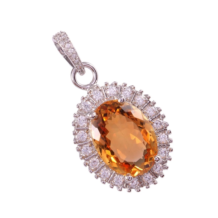 Natural Citrine Pendant, Engagement Pendent, Citrine Pendent, Woman Pendant, Pendant Necklace, Luxury Pendent, Oval Stone Pendent | Save 33% - Rajasthan Living 7