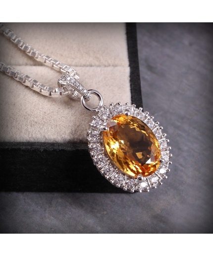 Natural Citrine Pendant, Engagement Pendent, Citrine Pendent, Woman Pendant, Pendant Necklace, Luxury Pendent, Oval Stone Pendent | Save 33% - Rajasthan Living 3