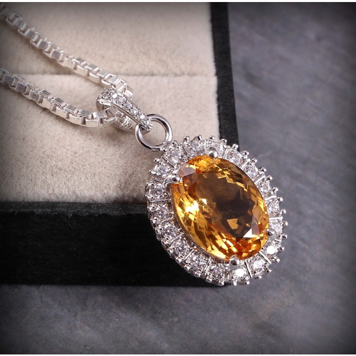 Natural Citrine Pendant, Engagement Pendent, Citrine Pendent, Woman Pendant, Pendant Necklace, Luxury Pendent, Oval Stone Pendent | Save 33% - Rajasthan Living 6